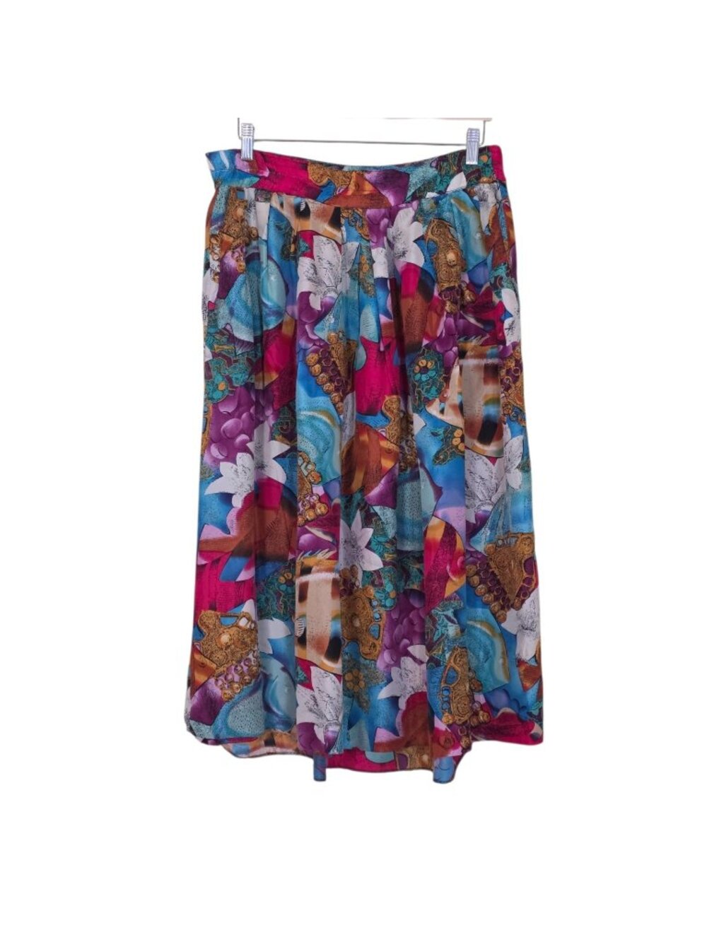 VTG Rafaella Silk Skirt S Colorful Tropical Fish Aquatic Novelty Print Boho FLAW